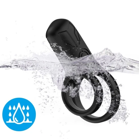 Vibrator inel dublu din silicon medical, negru, USB, 101*50*39 mm