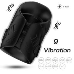 Inel vibrator & masturbator, negru, silicon medical & ABS