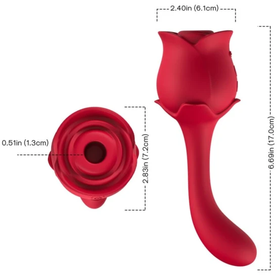 Stimulator clitoris cu aspirație RoseLover din silicon medical, roșu, Universal