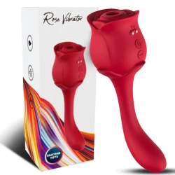 Stimulator clitoris cu aspirație RoseLover din silicon medical, roșu, Universal