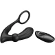 Inel penis și plug anal cu vibrator din silicon, negru, universal
