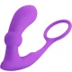 Inel penis și testicule cu plug anal vibrator din silicon, violet