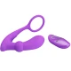 Inel penis și testicule cu plug anal vibrator din silicon, violet