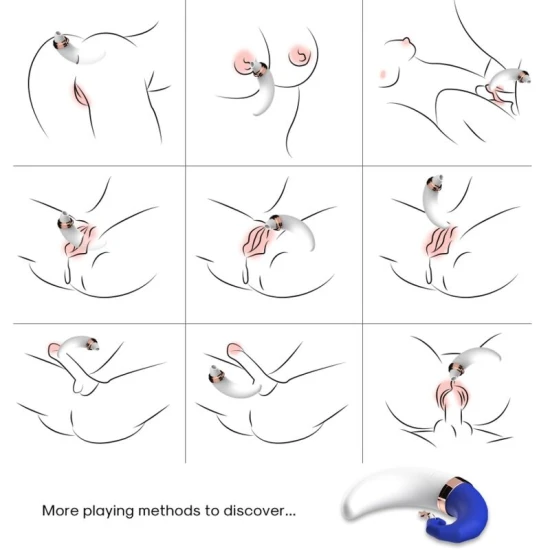 Suction pentru clitoris & G-spot, albastru, USB-reîncărcabil, 9 moduri vibrație & 9 moduri aspirație
