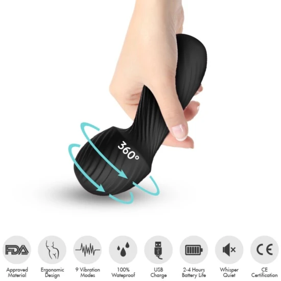 Dazzle Massager & Vibrator Small, negru, din silicon medical și ABS