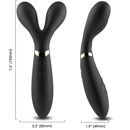 Vibrator & masaj cu 2 capete tip Y-Wand, negru, silicon medical, Universal