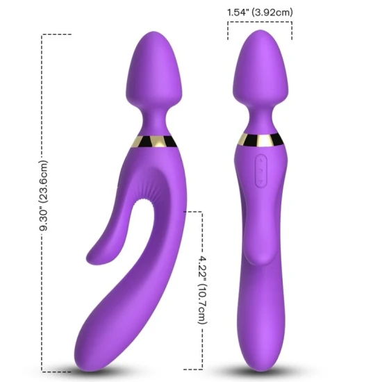 Massager & vibrator tip iepure Rabbit, mov, din silicon medical, reîncărcabil USB