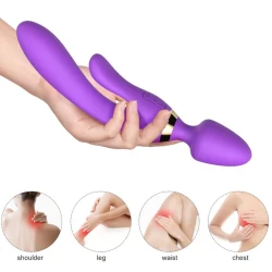 Massager & vibrator tip iepure Rabbit, mov, din silicon medical, reîncărcabil USB