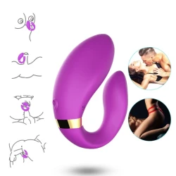 Vibrator cu telecomandă pentru cupluri din silicon medical, mov