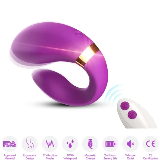 Vibrator cu telecomandă pentru cupluri din silicon medical, mov
