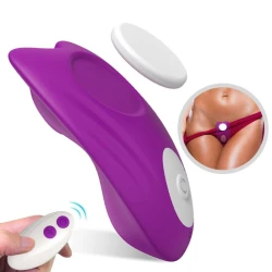 Chiloți vibratori purpurii cu vibrator telecomandă din silicon medical și ABS