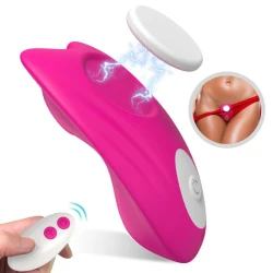 Chiloți vibratori cu telecomandă tip fluture din silicon medical, roz