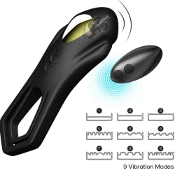 Inel vibrator Roadster cu telecomandă, negru, control dublu ring