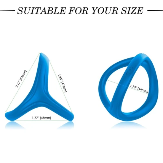 Inel penis din silicon dublu, albastru, TRESOR, 37*39*47 mm