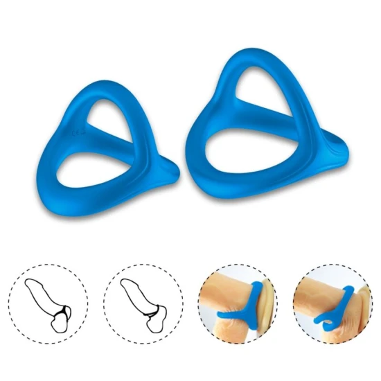Inel penis din silicon dublu, albastru, TRESOR, 37*39*47 mm