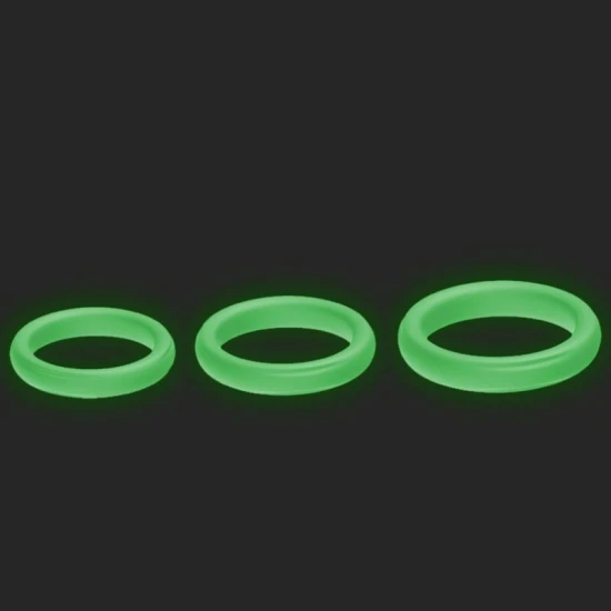 Inel penis cu 3 inele din silicon triplu luminos, 44*48*52 mm