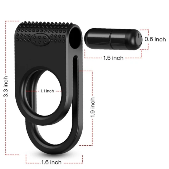 Inel vibrator dublu pentru penis, din silicon medical, negru, Universal