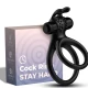 Inel vibrator dublu pentru penis din silicon medical, negru, 80*47*32 mm