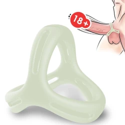 Inel penis X-Ring multiposition luminos din silicon medical, negru, Universal