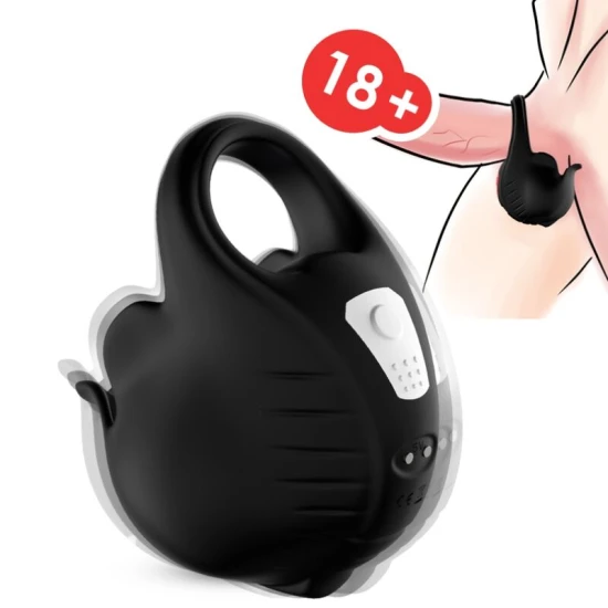 Inel vibrator cu cupping din silicon, negru, Universal