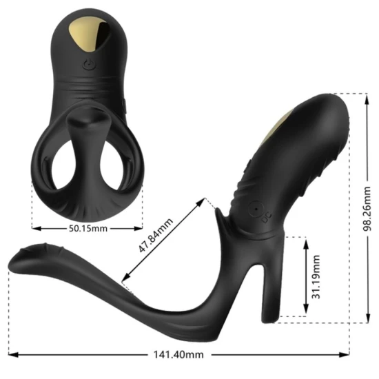 Inel vibrator pentru penis Joy, negru, silicon & ABS, universal