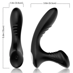 Vibrator anal pentru prostată cu telecomandă, din silicon & ABS, negru