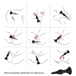Vibrator & plug anal cu telecomandă, din silicon și ABS, negru