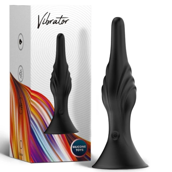 Vibrator & plug anal cu telecomandă, din silicon și ABS, negru