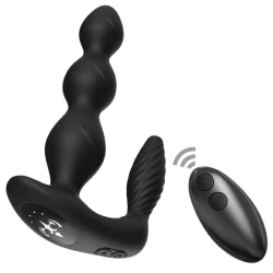 Vibrator & stimulator anal cu telecomandă, negru, telecomandă