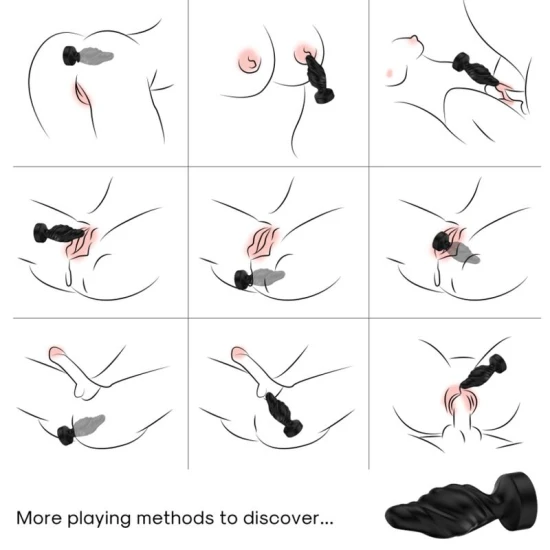 Vibrator cu dop anal cu telecomandă, negru, control de la distanță
