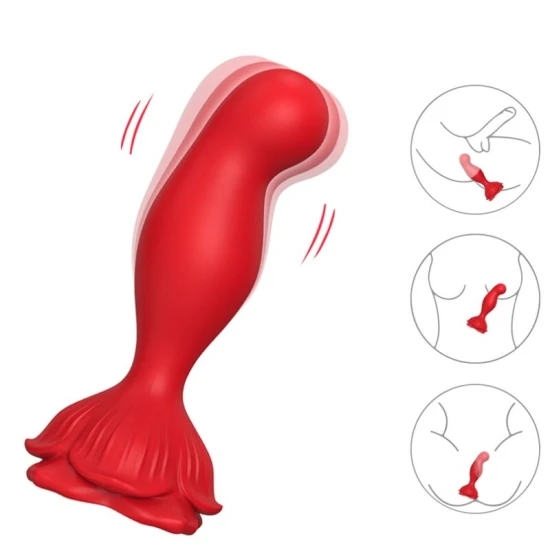 Vibrator & plug anal cu telecomandă, din silicon & ABS, roz, control remote