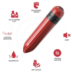 Vibrator tip bullet Rocket, fucsia, silicon medical, Universal