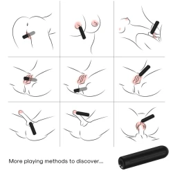 Vibrator tip bullet cu vibrații, negru, 2 cm x 8.8 cm