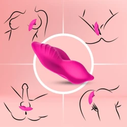 Chiloți vibratori cu telecomandă din silicon, fuchsia