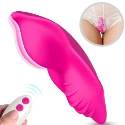 Chiloți vibratori cu telecomandă din silicon, fuchsia