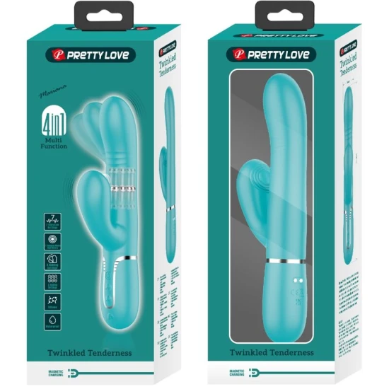 Vibrator Rabbit multifuncțional din ABS silicon, verde aqua
