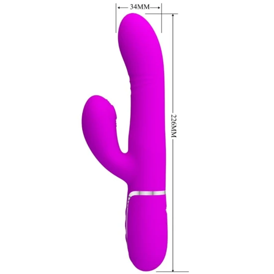 Vibrator Rabbit Multifuncțional G-Spot din ABS și silicon, fuchsia