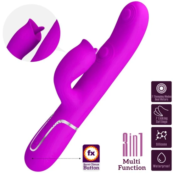Vibrator Rabbit cu Licking din ABS și Silicon, Fuchsia