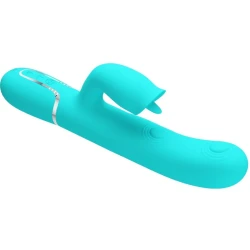 Vibrator Rabbit din ABS și silicon, verde aqua