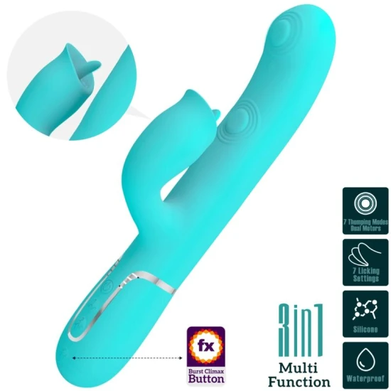 Vibrator Rabbit din ABS și silicon, verde aqua