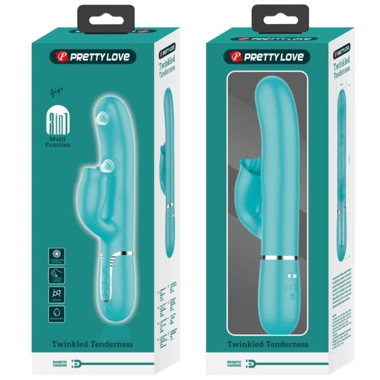 Vibrator Rabbit din ABS și silicon, verde aqua