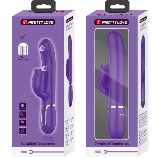 Vibrator Rabbit cu Licking din ABS silicon, Mov