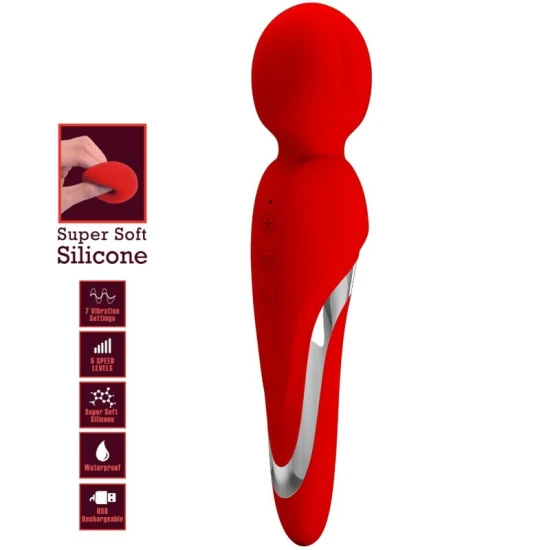 Vibrator Wand din silicon ABS, roșu