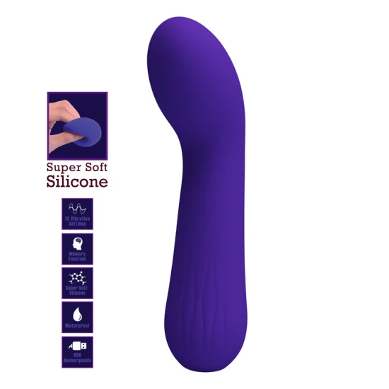 Vibrator G-spot flexibil din silicon, mov, USB reîncărcabil