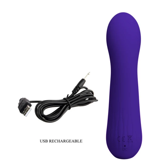 Vibrator G-spot flexibil din silicon, mov, USB reîncărcabil