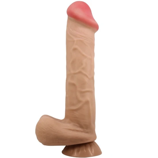 DILDO REALIST CU PIELE GLISANTĂ, CUPĂ DE SUCȚIE, Model Sliding Skin Series, Culoare Flesh, 26 cm
