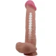 DILDO REALIST CU PIELE GLISANTĂ, Culoare Maro, 26 CM