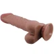DILDO REALIST CU PIELE GLISANTĂ, CUPĂ DE SUCȚIUNE GLISANTĂ, Maro, 24 cm