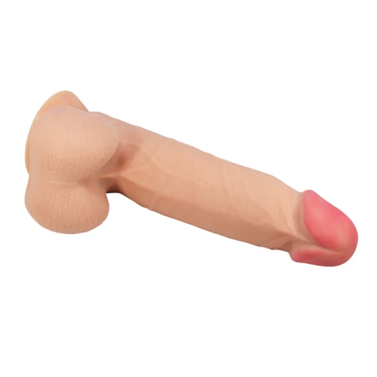 DILDO REALIST CU PIELE GLISANTĂ, CUPĂ DE SUCȚIUNE, 21,8 CM