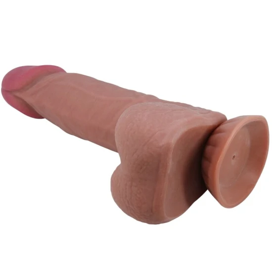 DILDO REALIST CU PIELE GLISANTĂ, CULOARE PIELE , 21,8 CM